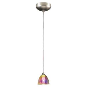 PLC Lighting 1-Light LED Mini Drop Pendant Satin Nickel Finish Dichroic Glass