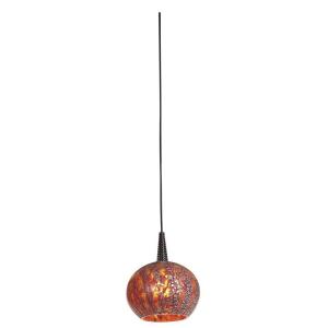 Illumine 1-Light LED Pendant Bronze Finish Red Ribbed Opaline Glass