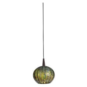 Illumine 1-Light LED Pendant Brushed Steel Finish Green Ribbed Opaline Glass