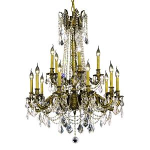 Elegant Lighting 15 Light Chandelier Antique Bronze Finish, Clear Crystal