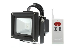 High Power 10W RGB LED Flood Light Fixture with Remote Part Number: FL-RGB120-10W