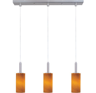ET2 E94153 Contemporary / Modern Three Light Down Lighting LED Island / Billiard Fixture featuring Cylinder Glass Shades from the Carte Collection