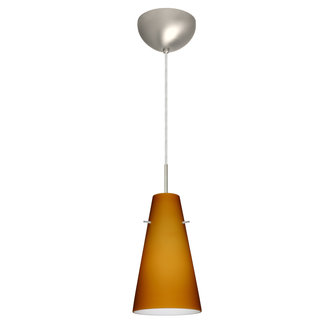 Besa Lighting 1JL-4124-SN Single Light LED Pendant with Satin Nickel Metal Finish from the Cierro Collection