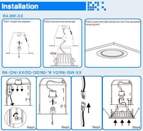 120VAC 9W 11W 13W and 15W Retrofit LED Light