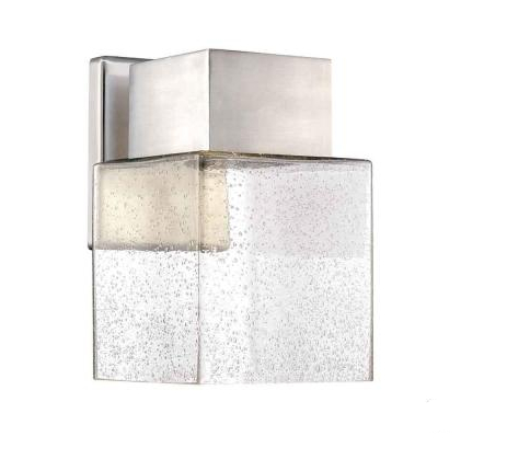 Wall Mounted Outdoor Brushed Nickel LED Powered Lantern