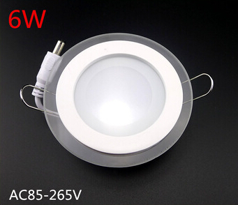 6w led glass panel light ceiling recessed home lighting