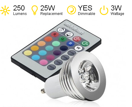 RGB - 3 Watt GU10 Multicolour LED spotlight