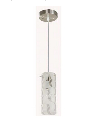 1-Light Wave White Glass Brushed Nickel Mini Pendant