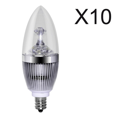 E12 base 10 Pack 3W LED Candle Bulb