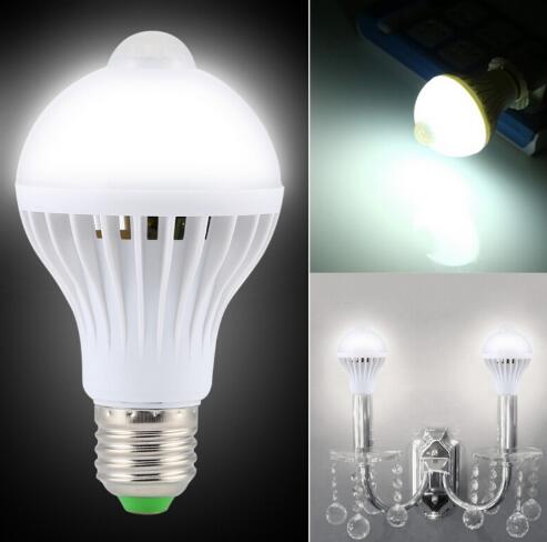 E27 7W 650LM White Human Body and Infrared Sensor LED Bulb