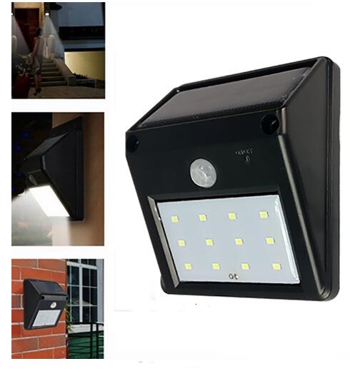 Solar Powered PIR Motion Sensor LED Garden Wall Light