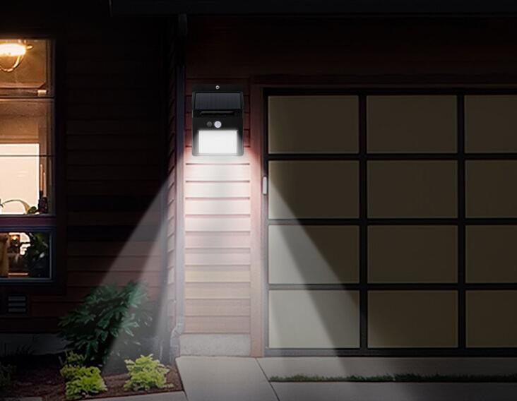 LED Solar Powered Panel Motion Sensor Garden Wall Lamp