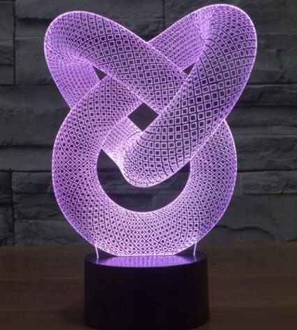 3D Dual Ring Shape 7-Color LED Night Light