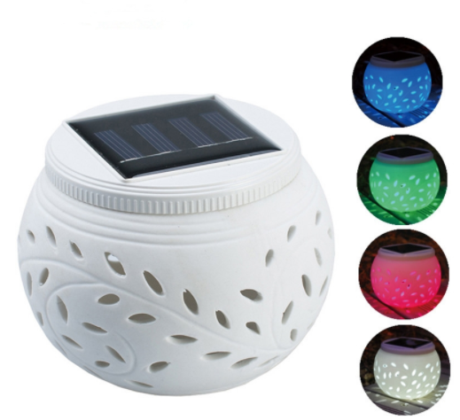 Solar Power Table Garden Round LED Lamp