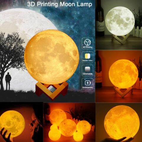 4.72" Touch Sensor 3D Printing LED Luna Moon Night Light