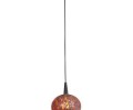 Illumine 1-Light LED Pendant Brushed Steel Finish Red Ribbed Opaline Glass