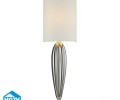 ELK Lighting 46030/1-LED HGTV Home Martique Single-Light LED Wall Sconce with Textured White Linen Shade, in Silver Leaf Finish