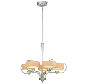 Thomas Lighting M2018 Contemporary / Modern 5 Light Single Tier LED Chandelier with Silk Drum Shades from the Tarragon Collection