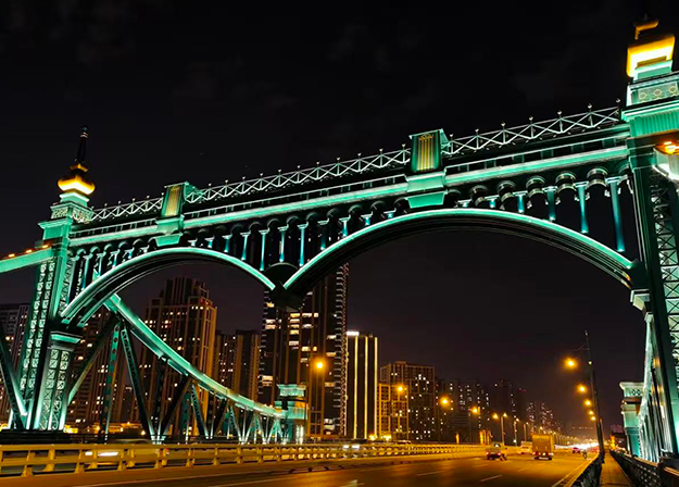"National Flag Lights" Illuminate Songhua River Highway Bridge in Mulan County, Harbin