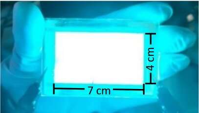 Scientists prepare large-area sky blue perovskite LED