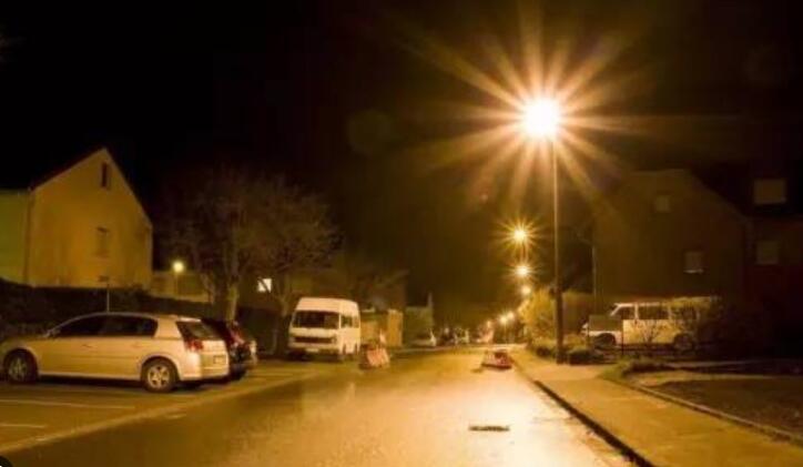 LED street lights are bright and warm at night