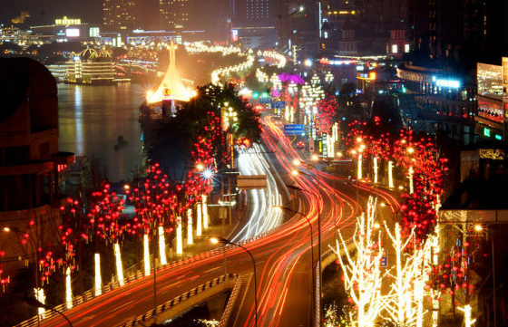 120 Street Lights Illuminate Xinqiao Town, Xichang City, Liangshan Prefecture, Sichuan