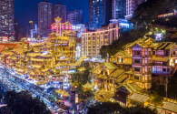 Love street lamps illuminate Shizhu County, Chongqing