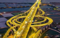 Streetlights Illuminated Along the Most Beautiful Coastal Route in Nansha District, Guangzhou