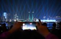 Zhejiang Jinhua Lake Seawall Park light show lights up for the first time